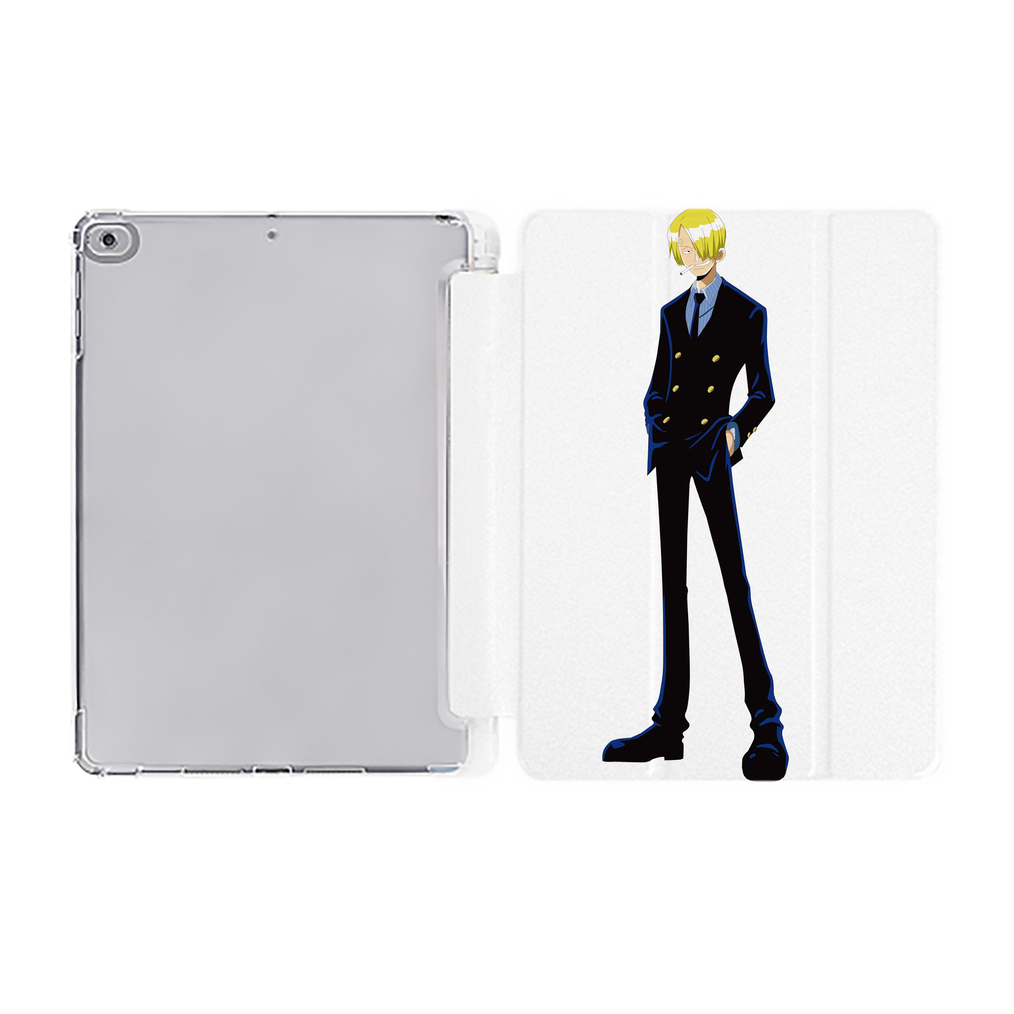 （画像用） ワンピース サンジ ONE PIECE Sanji IPad ケース ペン収納付き 三つ折りスタンド PUレザー×シリコン 対応機種9.5/10.5/10.9インチ